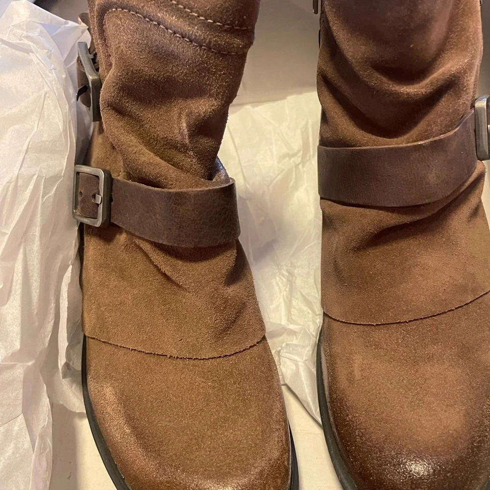 Miz Mooz Dominique buckle suede leather boots nib 39/8 m